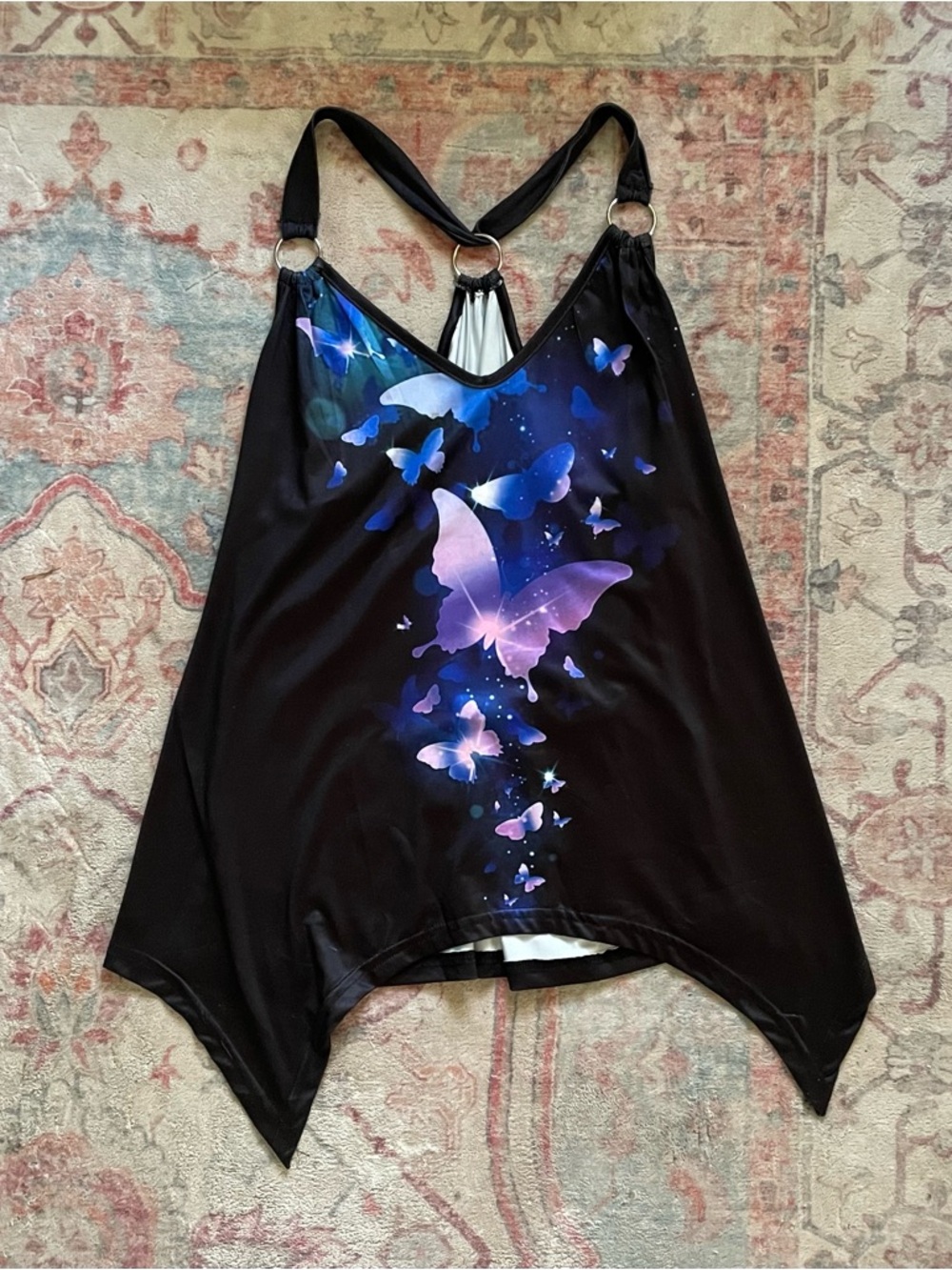 Black Butterfly Graphic Tank Top